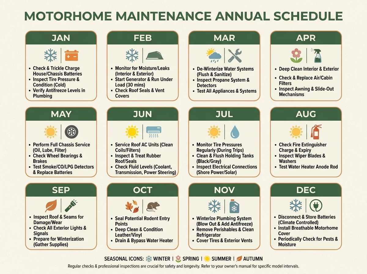 Calendrier entretien camping-car infographie