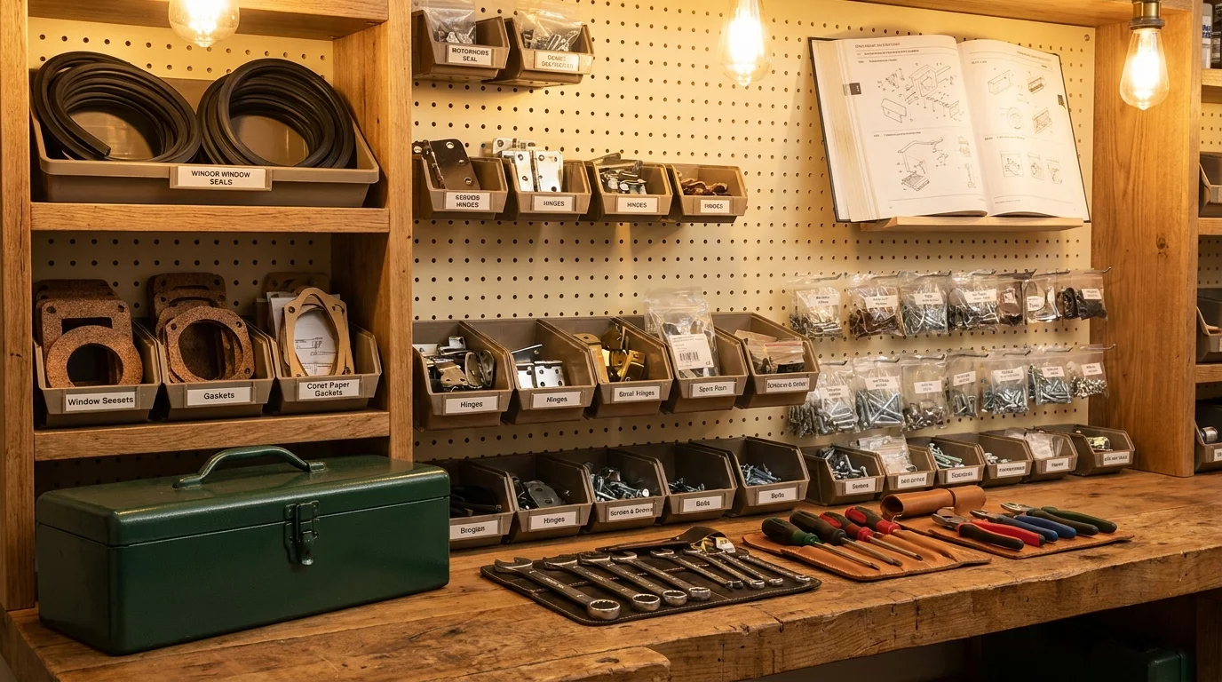 Pieces detachees camping-car rangees en atelier